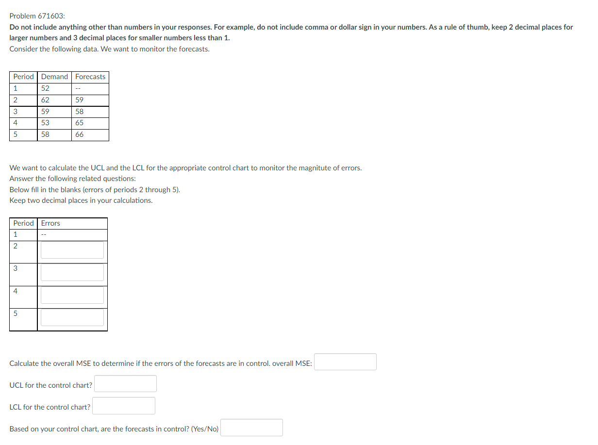Problem 671603: Do not include anything other
