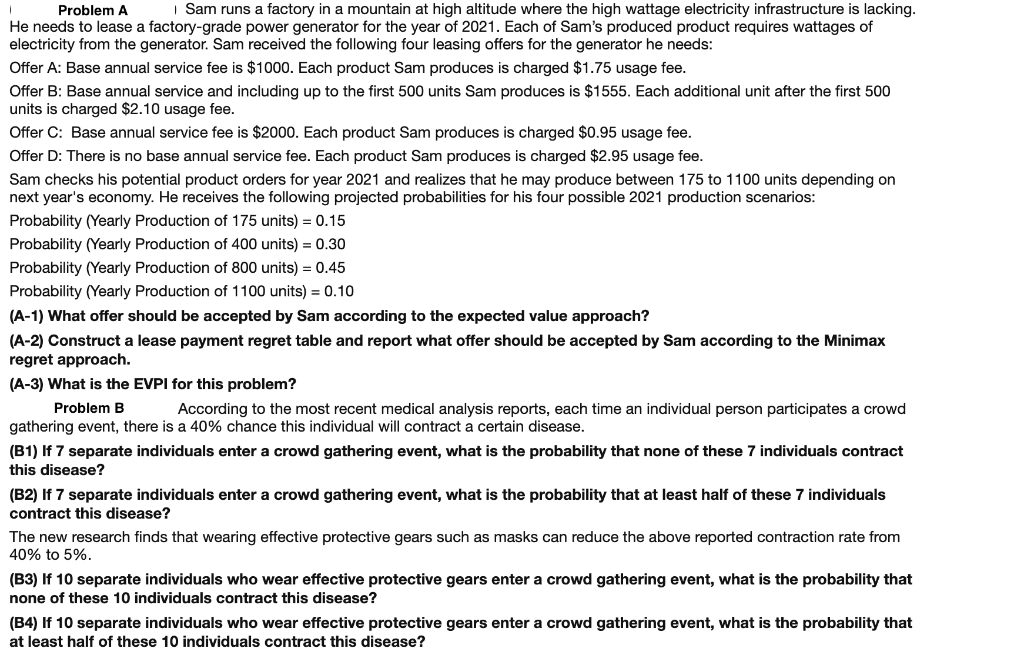 I Problem A Sam runs a factory in a mountain at