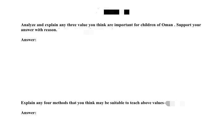 Analyze and explain any three value you think are