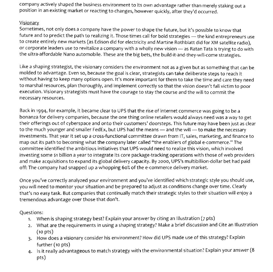 Read and answer the questions provided. ASAP