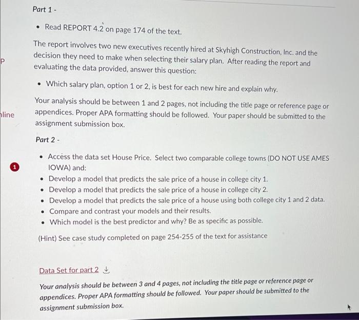 please help! P line Part 1 - Read REPORT 4.2 on