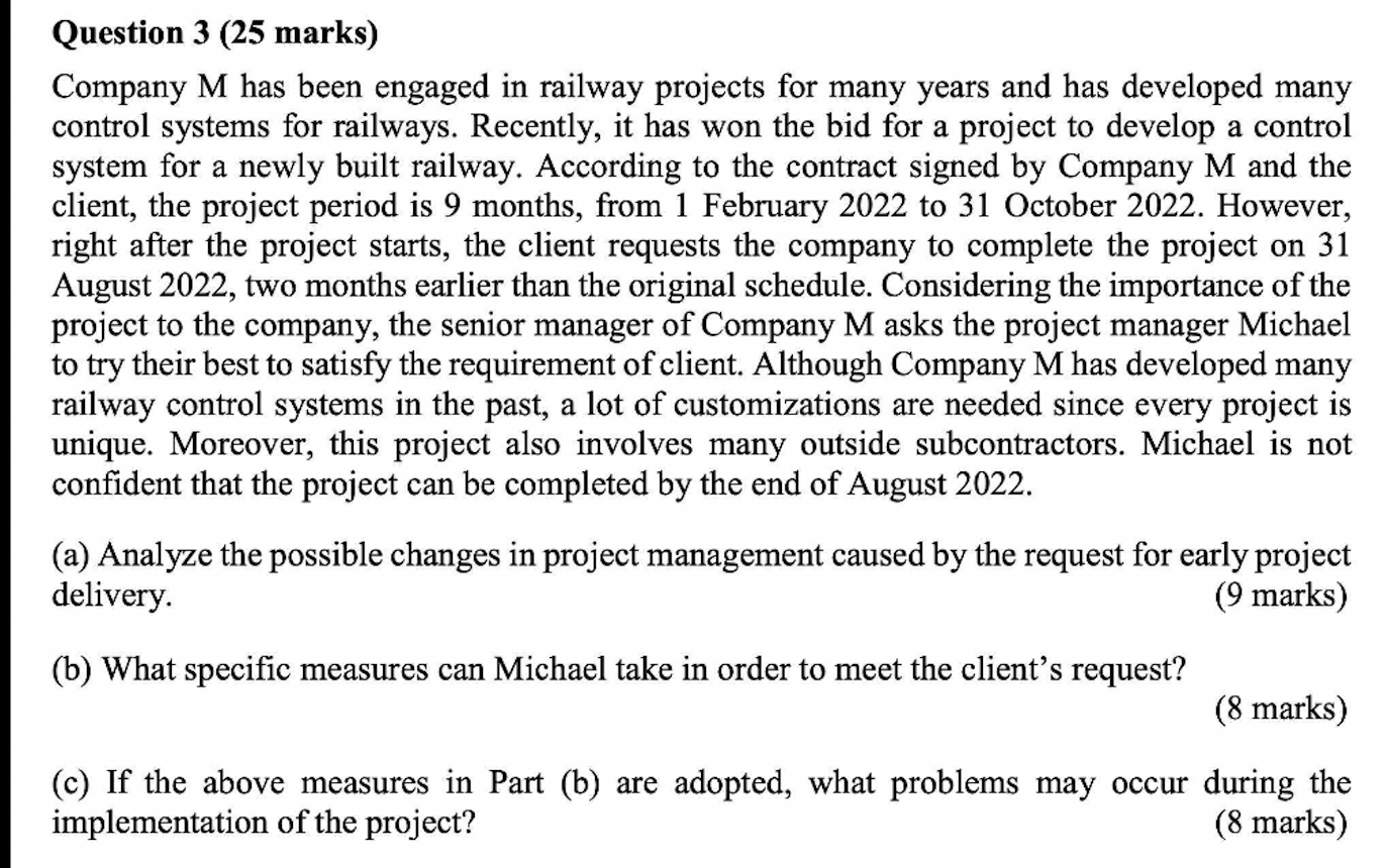 (a) Analyze the possible changes in project