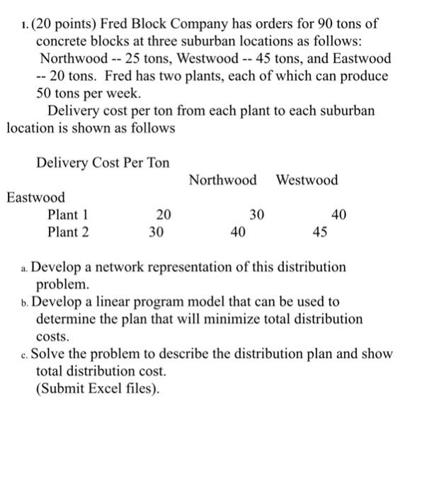 show work please :) 1. (20 points) Fred Block