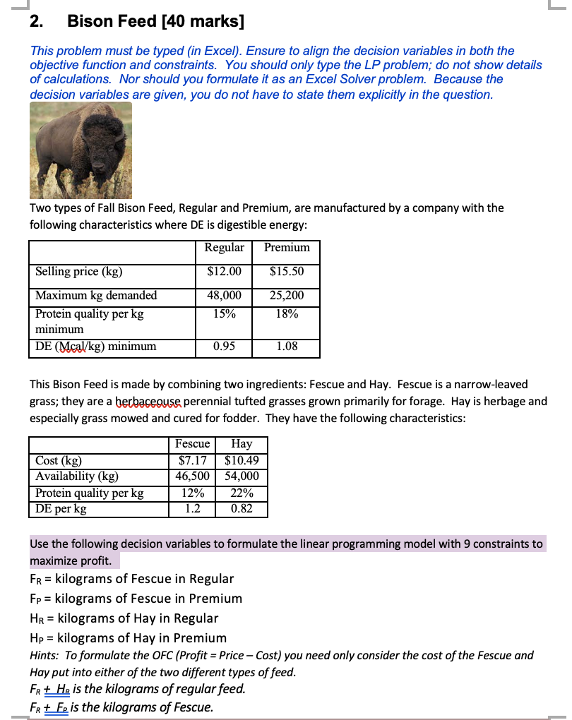 This problem must be typed (in Excel). Ensure to