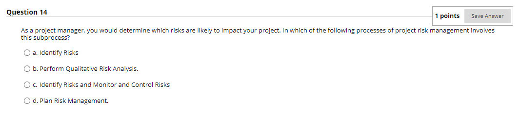 Question 14 points Save Answer As a project