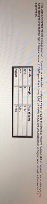 Hobuses a weighted moving average method to