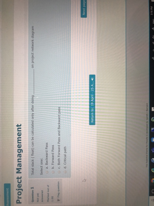 Assessment Project Management Question 1 Total