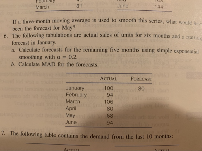 181 March June 144 If a three-month moving