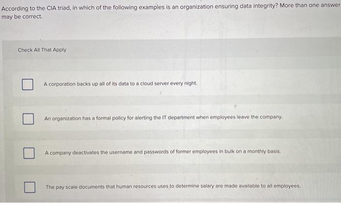 According to the CIA triad, in which of the