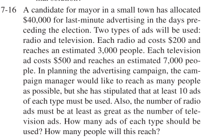 7-16 A candidate for mayor in a small town has