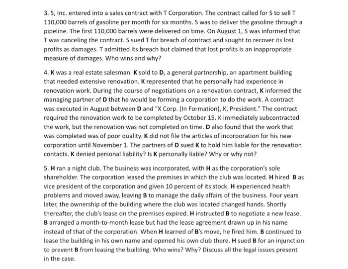 please answer question 3-5. Thanks 3. S, Inc.