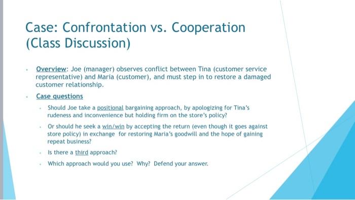 Case: Confrontation vs. Cooperation (Class