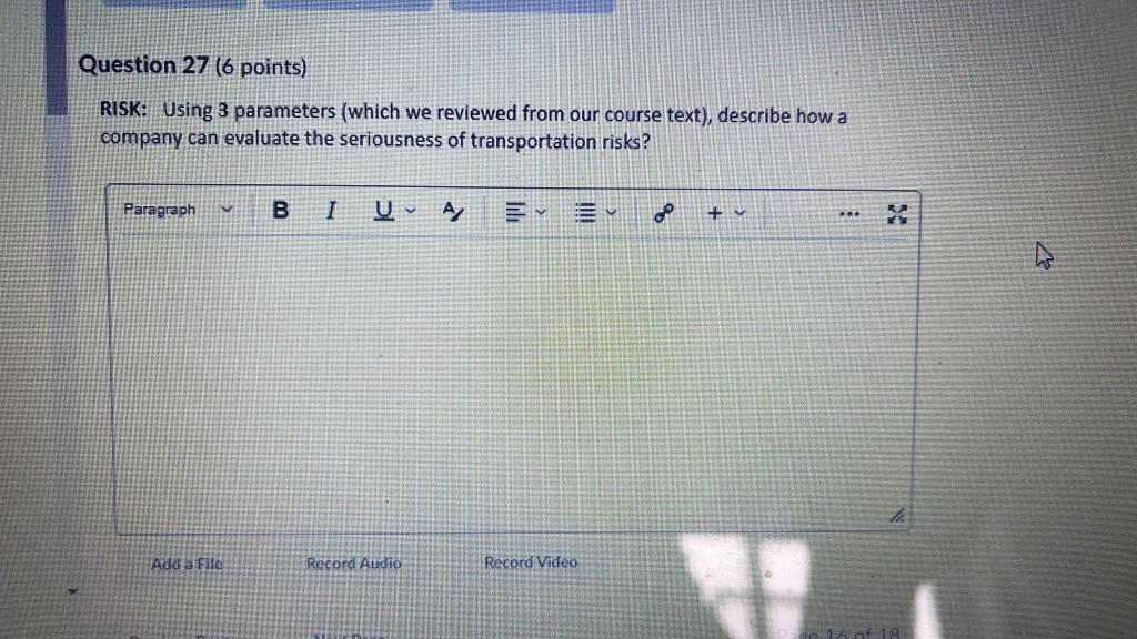 Question 26 (3 points) TDG: Explain 3 reasons why