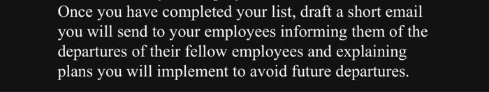 ASAP PLEASE! Once you have completed your list,