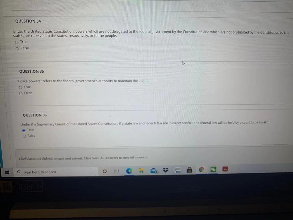 QUESTION 34 Under the United States Constitution,