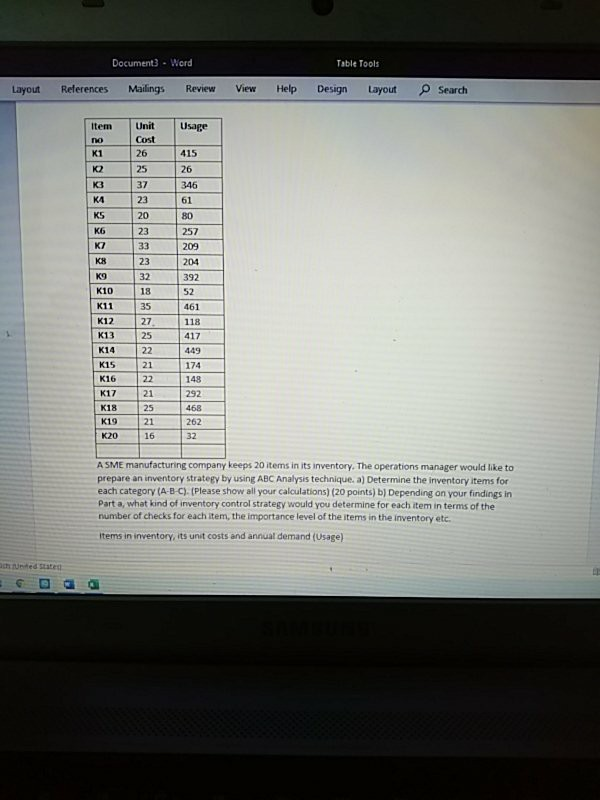 Table Tools Document3 - Word References Mailings