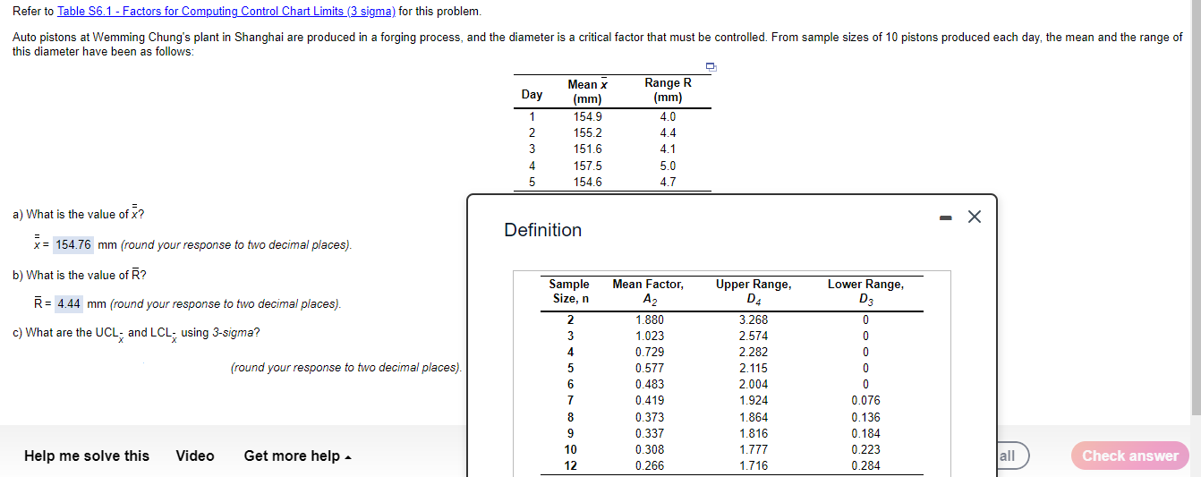 Please answer part C both the UCLx and LCLx.