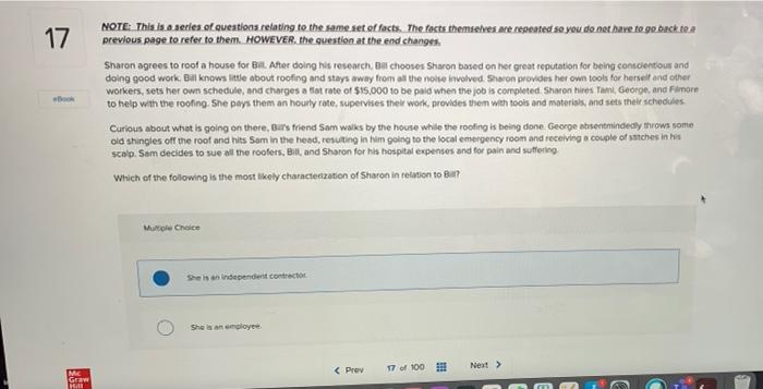 17 NOTE: This is a series et questions relating