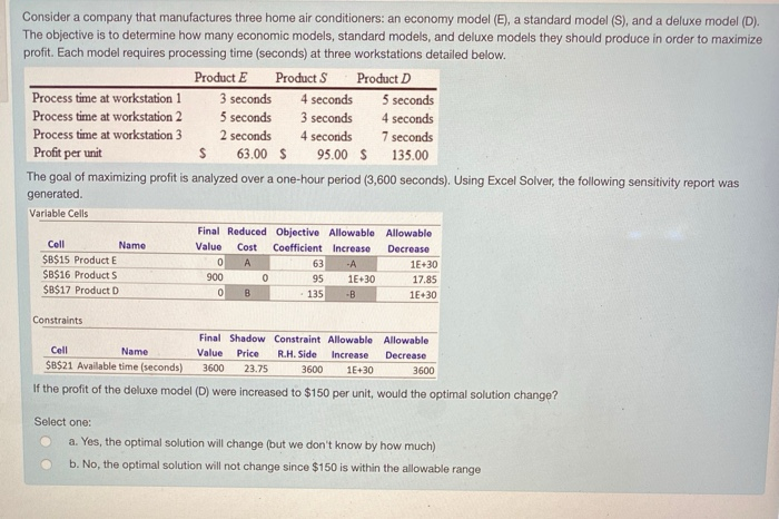 Consider a company that manufactures three home