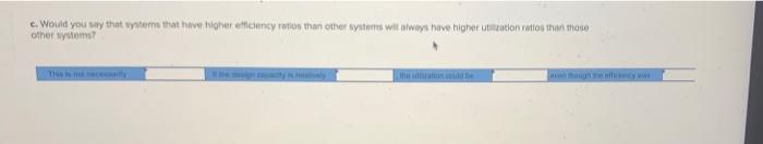 Determine the utilization and efficiency for each