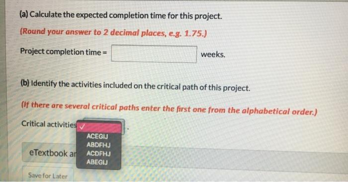 Use the following project information. Activity