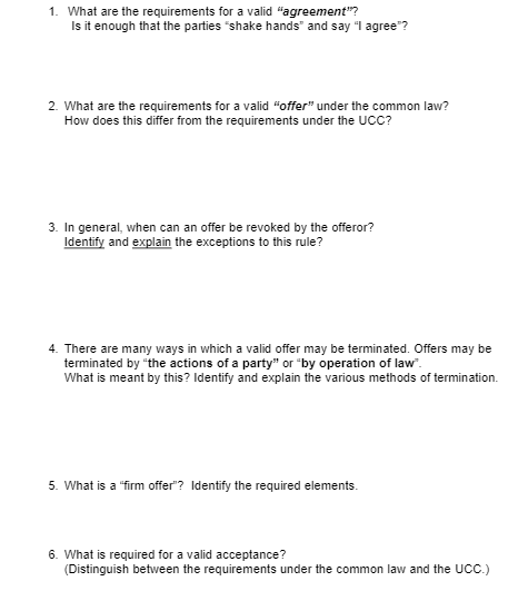 1. What are the requirements for a valid