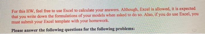 Supply Chain Modeling using Excel For this HW,