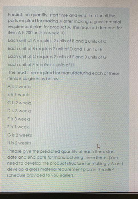 Predict the quantity, start time and end time for