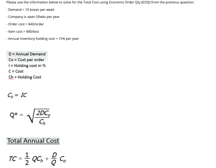 Please use the information below to solve for the