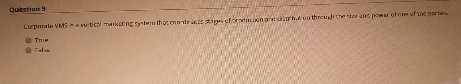true or false ? Question 9 Corporate VMS is a