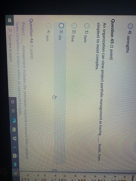 3) six 4) ten Question 46 (1 point) Project