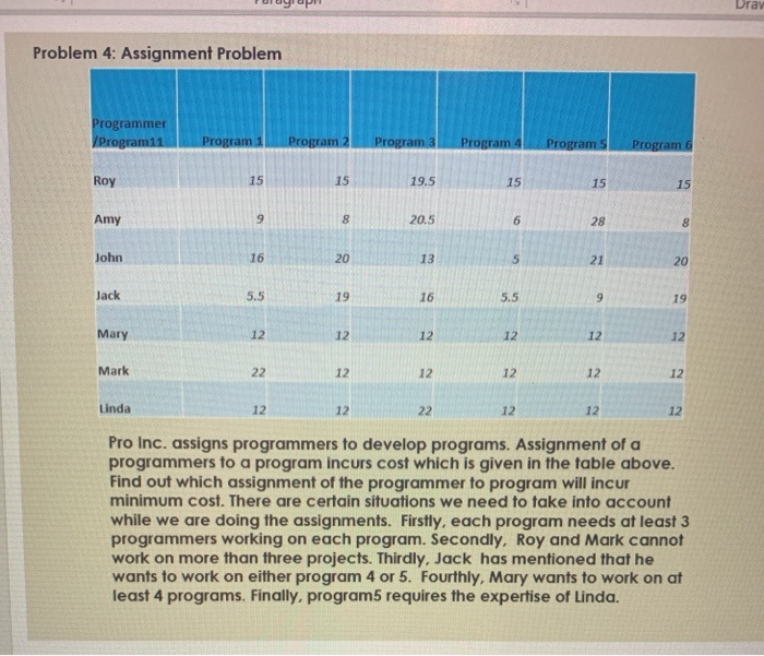 Problem 3 : CPM/PERT Using CPM/PERT find the