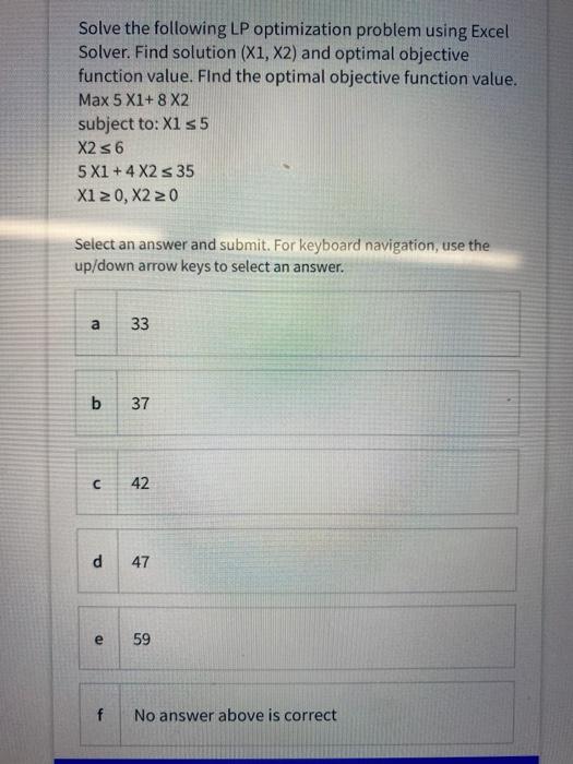 Solve the following LP optimization problem using