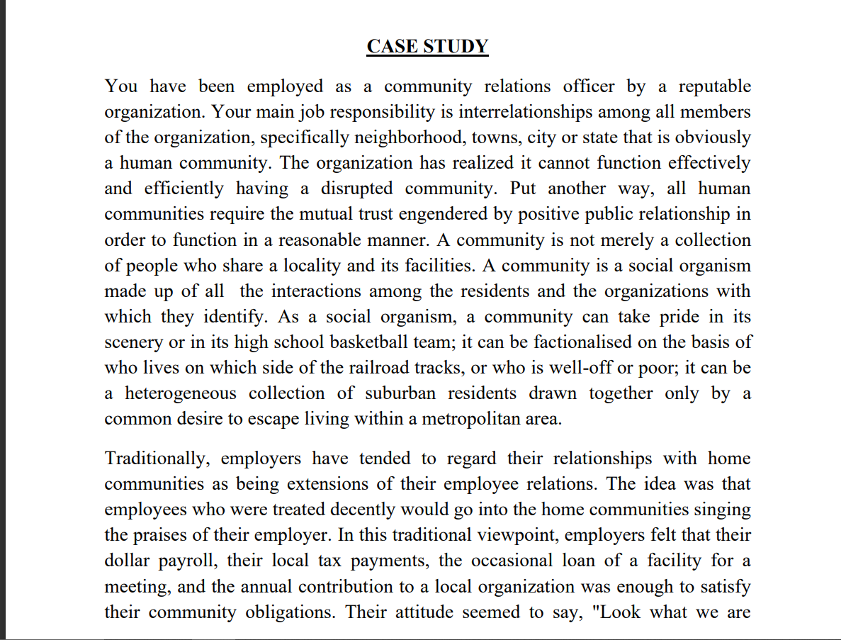 USE THIS CASE STUDY TO ANSWER THE QUESTIONS BELOW