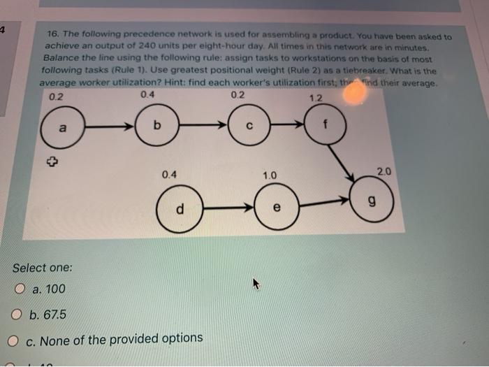 4 16. The following precedence network is used