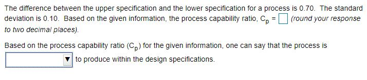 The difference between the upper specification