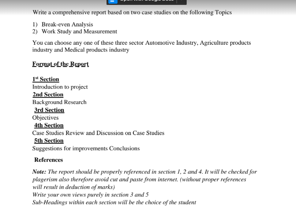 Write a comprehensive report based on two case