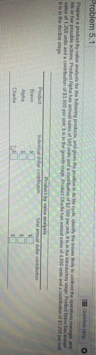 Problem 5.1 Question Help Prepare a