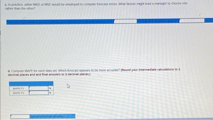 Problem 3-21 (Algo) Two different forecasting