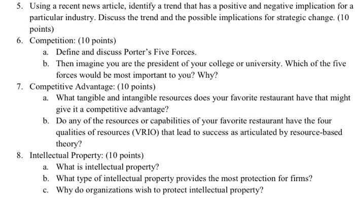 5. Using a recent news article, identify a trend