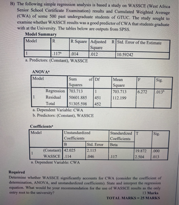 B) The following simple regression analysis is