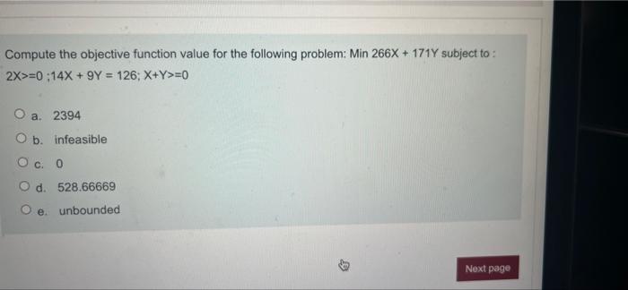 Compute the objective function value for the