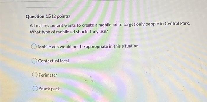 Question 14 (2 points) If a company's ORM