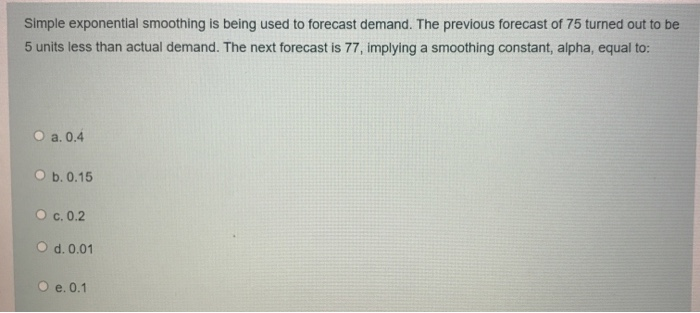 Simple exponential smoothing is being used to