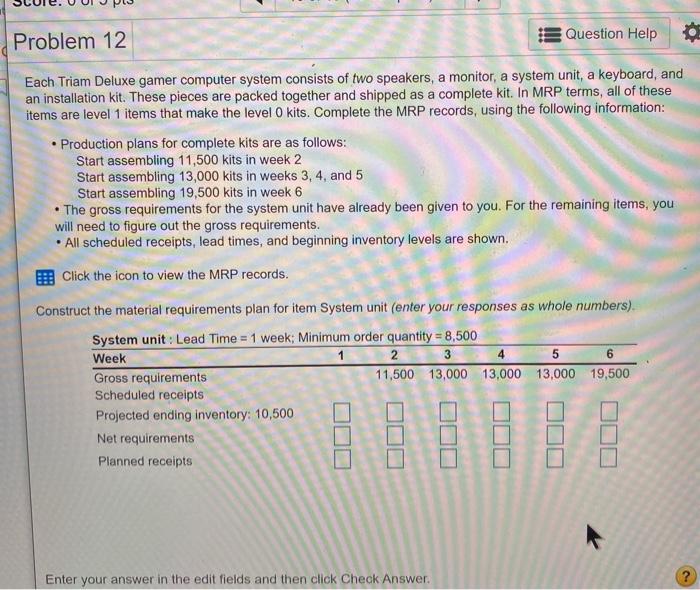 Question Help Problem 12 0 Each Triam Deluxe