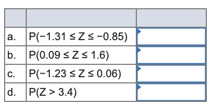 Find the following probabilities based on the