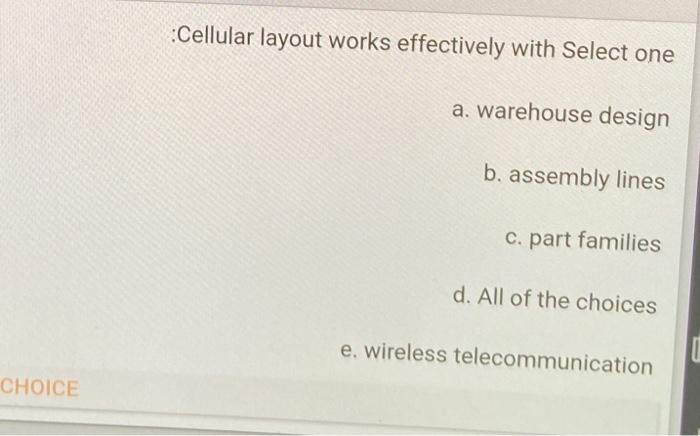 Cellular layout works effectively with Select one
