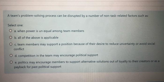 A team's problem-solving process can be disrupted