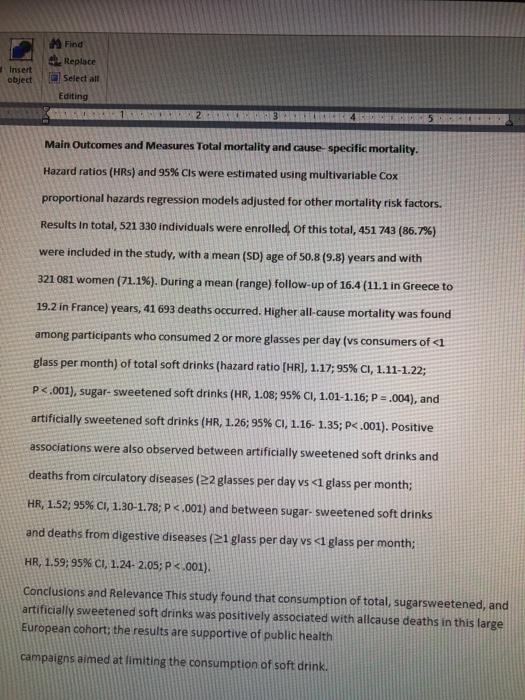 Find Insert object Replace Select all Editing