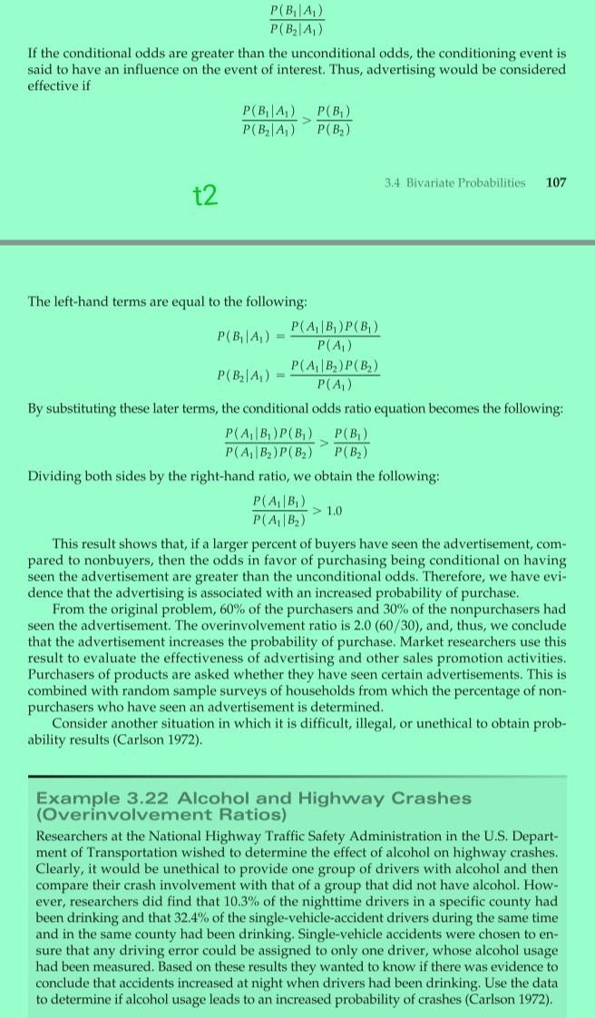 t P(BA) P(BA) If the conditional odds are greater